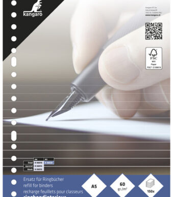 kangaro ringband vulling, 165 x 210 mm, liniert, 150 vel