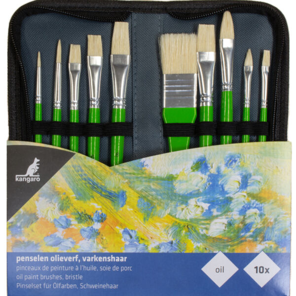 kangaro set oliepenselen, 10-delig, in etui