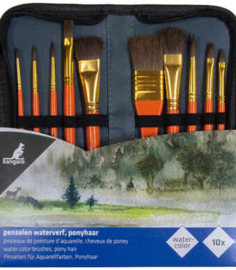 kangaro set aquarelpenselen, 10-delig, in etui