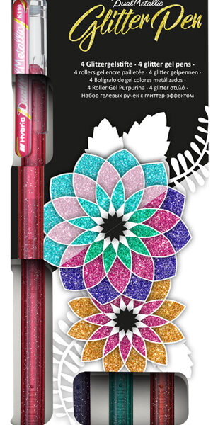 Pentel hybride gelroller glitterpen dubbel metallic