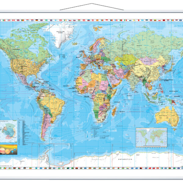 FRANKEN wereldkaart, gelamineerd, (B)1.370 x (H)970 mm