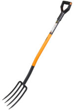 Bradas mestvork / riek, lengte 1.250 mm, 4 tanden, zwart/oranje