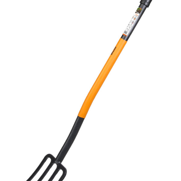 Bradas mestvork / riek, lengte 1.250 mm, 4 tanden, zwart/oranje