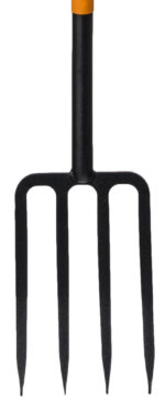 Bradas mestvork / riek, lengte 1.250 mm, 4 tanden, zwart/oranje