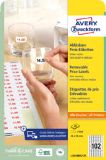 AVERY Zweckform Stick+Lift prijs-etiketten, 26 x 16 mm, wit, verwijderbaar