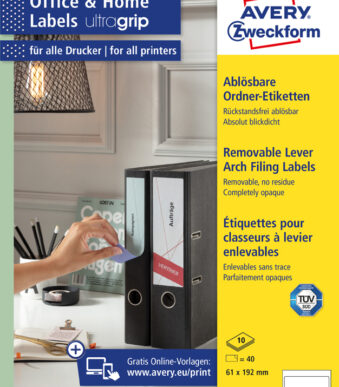 AVERY Zweckform ordnerrug-etiketten, 61 x 192 mm, wit