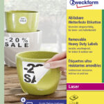 AVERY folie-etiketten weersbestendig, 210 x 297 mm, 20 vel A4, verwijderbaar, wit, mat