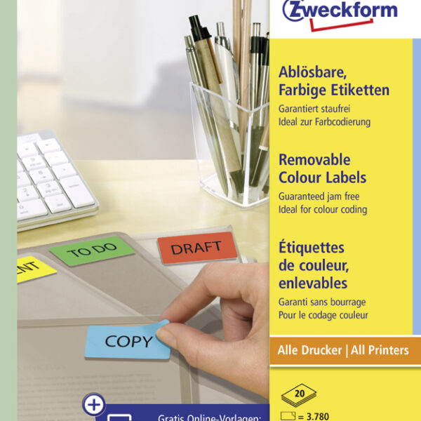 AVERY Mini-etiketten, 25,4 x 10 mm, blauw, 20 vel, verwijderbaar