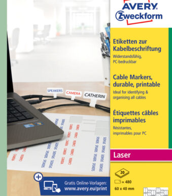 AVERY Zweckform kabel-etiketten, 60 x 40 mm, wit, laser
