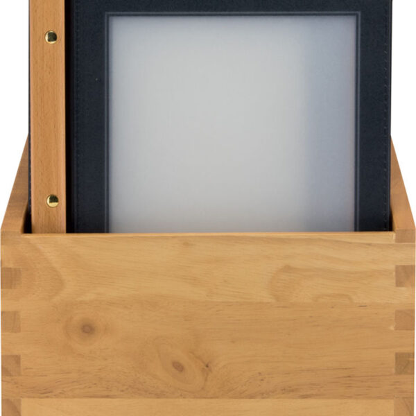 Securit menukaart-map WOOD in box, 20 stuks in kist, DIN A4, zwart