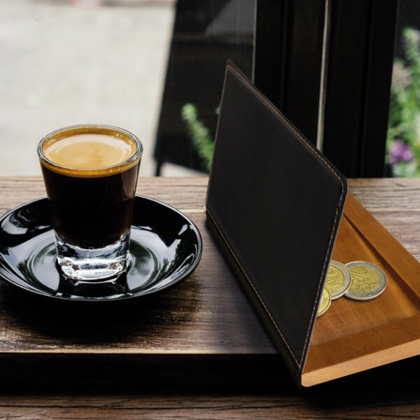 Securit rekeningmap WOOD, leer en hout, zwart