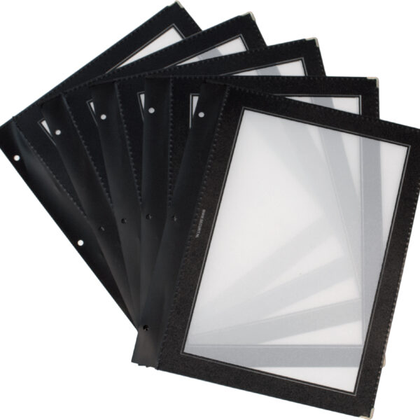 Securit inleghoezen voor menukaartmap WOOD, zwart