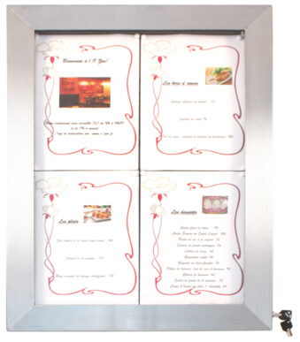 Securit LED-vitrinekast STAINLESS STEEL, voor 4 x A4