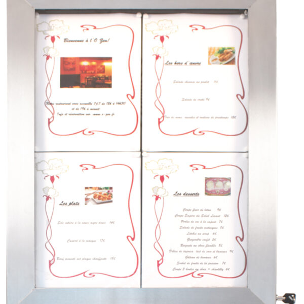 Securit LED-vitrinekast STAINLESS STEEL, voor 4 x A4