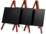 Securit tafel-krijtbordje MINI met ezel, mahonie, set van 3