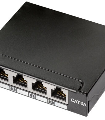 LogiLink Mini-verdeler, Cat.6A, 4 poorts, zwart