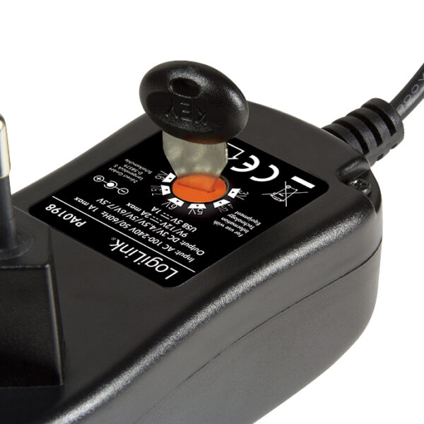 LogiLink universele voedingsadapter met USB-poort, 24 Watt, zwart
