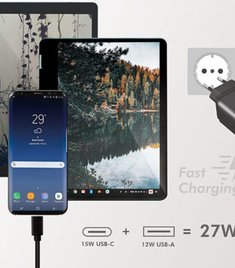 USB-stekkerdoosadapter met 4 USB-aansluitingen, zwart