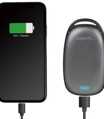 LogiLink Powerbank & Handverwarmer, 4.000 mAh, grijs