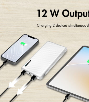 Logipunt Powerbank, 10.000 mAh, 2x USB-A, wit