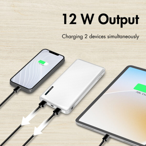 Logipunt Powerbank, 10.000 mAh, 2x USB-A, wit