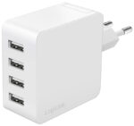LogiLink USB-stopcontactenadapter, 4x USB-A, 24 Watt, zwart