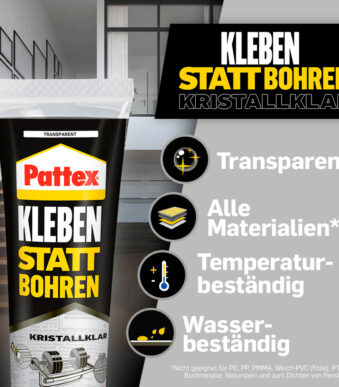 Pattex Krachtige lijm Plakken in plaats van boren Kristalhelder, 90 g