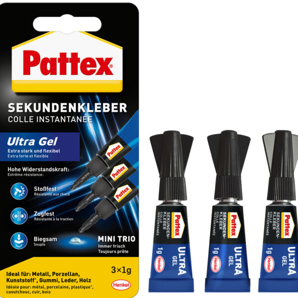 Patterslijm Ultra Gel Mini Trio, 3 tubes van 1 gram