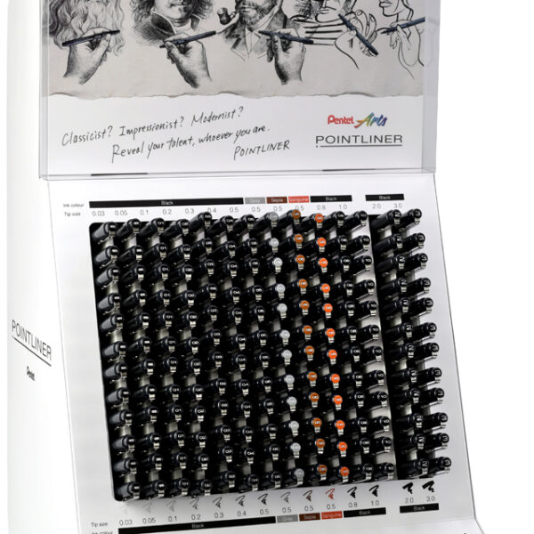 PentelArts permanente fineliner Pointliner, toonbankdisplay met 168 stuks