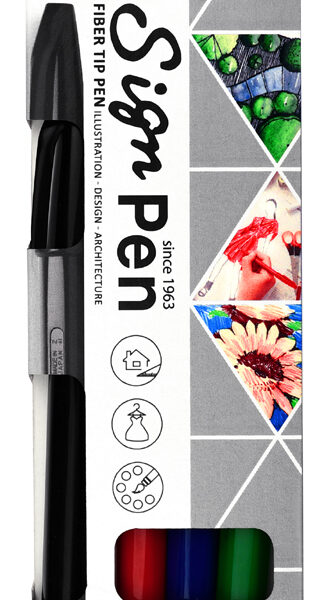 PentelArts viltschrijver Sign Pen S520, 0,8mm, 4 stuks in etui