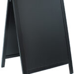 Securit klantenstopper WOODY, met schoolbordoppervlak, zwart