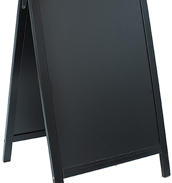 Securit klantenstopper WOODY, met schoolbordoppervlak, zwart