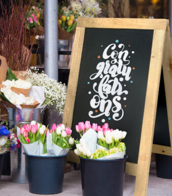 Securit klantenstopper NATURE, met krijtbord oppervlak, bruin