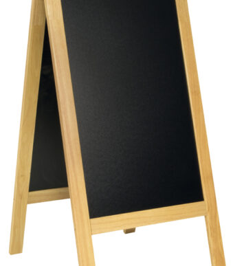 Securit klantenstopper DELUXE, met schoolbordoppervlak, beuken