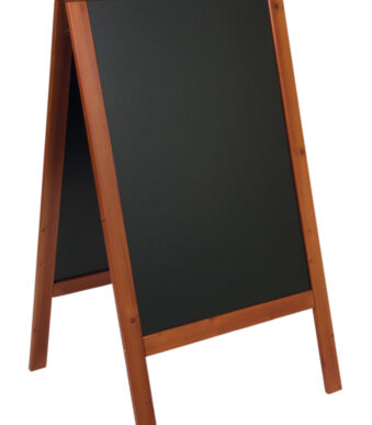 Securit klantenstopper WOODY, met krijtoppervlak, mahagoni