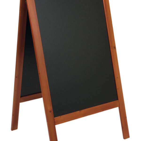 Securit klantenstopper WOODY, met krijtoppervlak, mahagoni