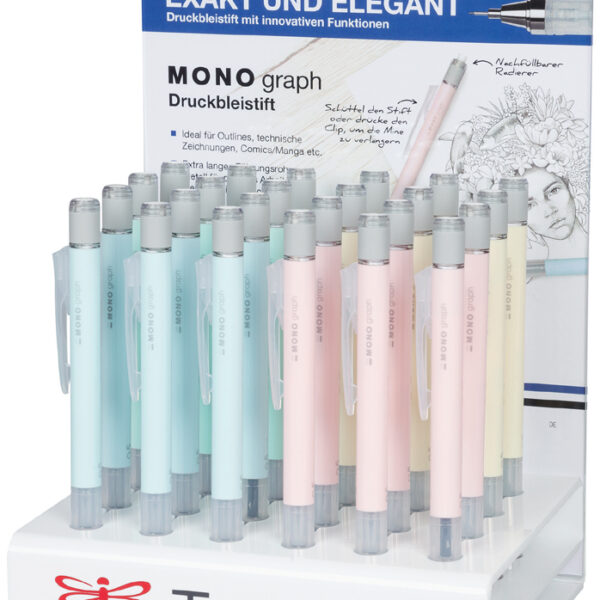 Tombow vulpotlood 'MONO graph' pastel, HB, 0,5 mm, 24 stuks in display