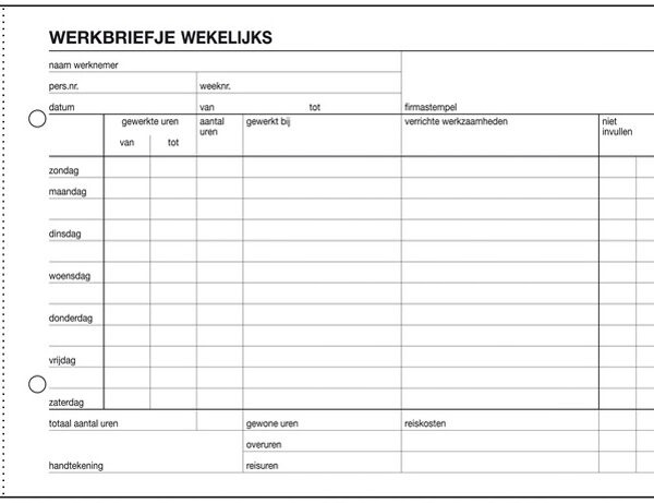 Expres Werkbriefje, blok met 50 vel, A5 liggend