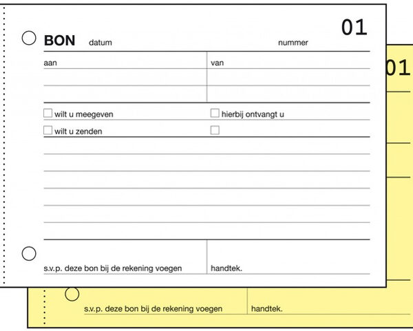 Expres Bonboekje, met carbon, A6 liggend, 2 x 50 vel