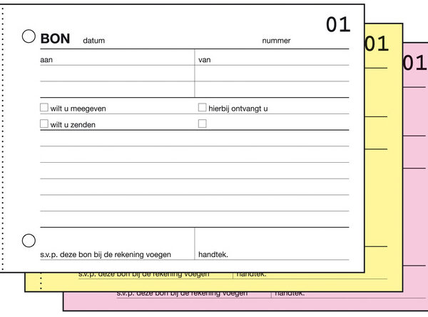 Expres Bonboekje, met carbon, A6 liggend, 3 x 50 vel