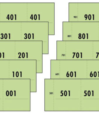 Nummerblok 1-1000, 105 x 53 mm, groen