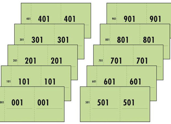 Nummerblok 1-1000, 105 x 53 mm, groen