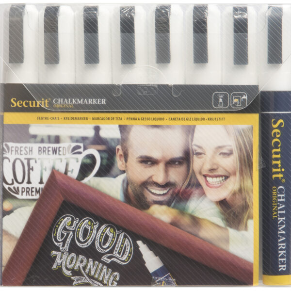 Securit krijtmarker ORIGINAL MEDIUM, 8 in etui, wit