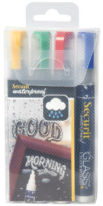 Securit krijtmarker WATERPROOF MEDIUM, 4 in etui