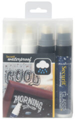 Securit krijtmarker WATERPROOF LARGE, 4 in etui