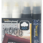 Securit krijtmarker WATERPROOF LARGE, 4 in etui, assorti