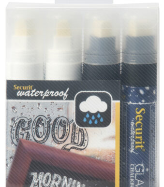 Securit krijtmarker WATERPROOF LARGE, 4 in etui, assorti