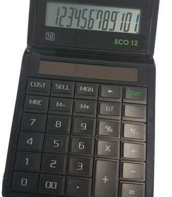 Bureaurekenmachine ECO 12, 12-cijferig LCD-scherm, op zonne-energie
