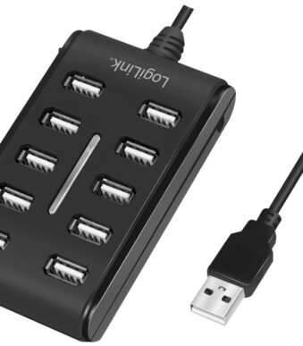 LogiLink USB 2.0 hub, 10 poorten, met aan-/uitschakelaar, zwart