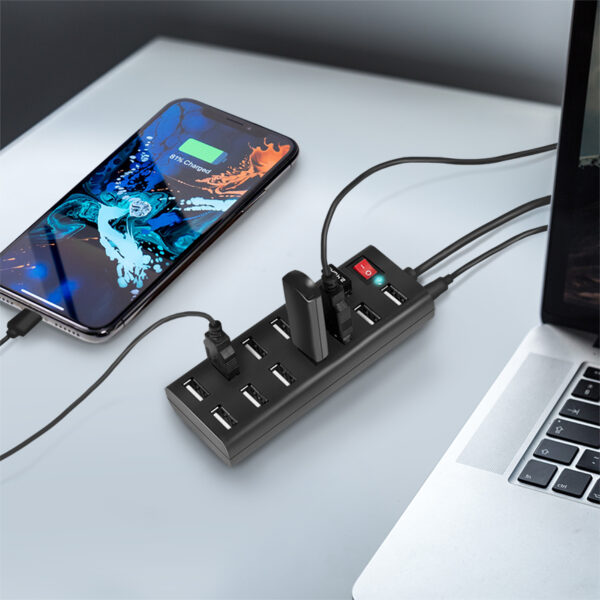 LogiLink USB 2.0 hub, 13 poorten, met aan-/uitschakelaar, zwart